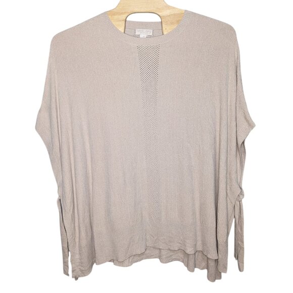 BAREFOOT DREAMS CozyChic Hi Low Side Tie Poncho L XL Ultra Lite Beige - Picture 5 of 7